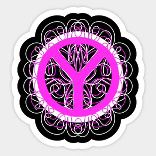 PEACE Sign Activist Pink And White Sticker